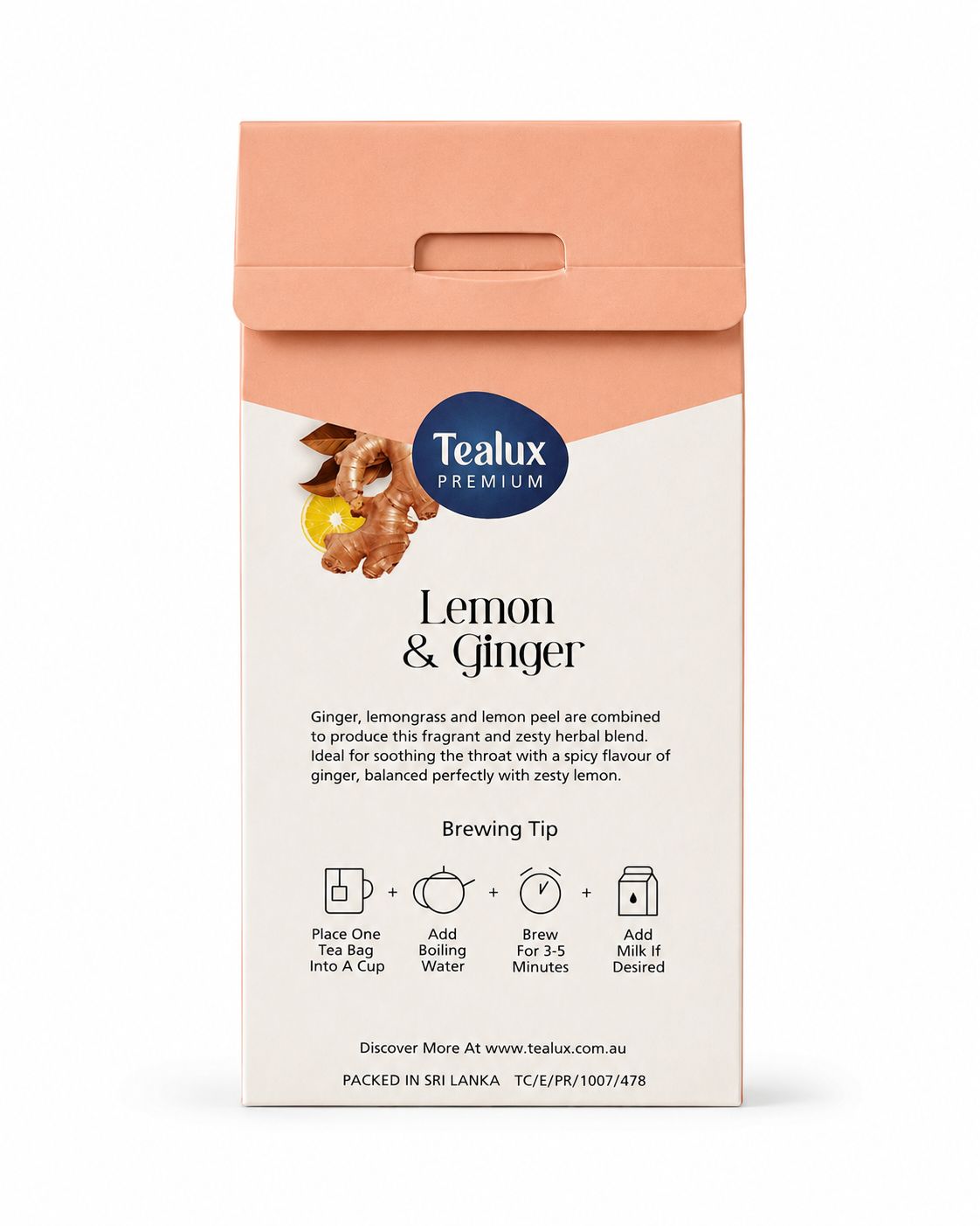 Tealux Lemon and Ginger Pyramid Bags (50 Pack)