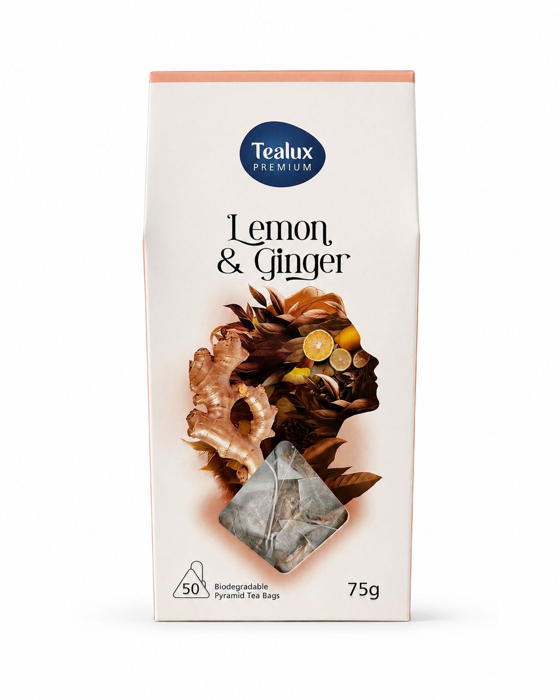 Tealux Lemon and Ginger Pyramid Tea Bags 50 Pack